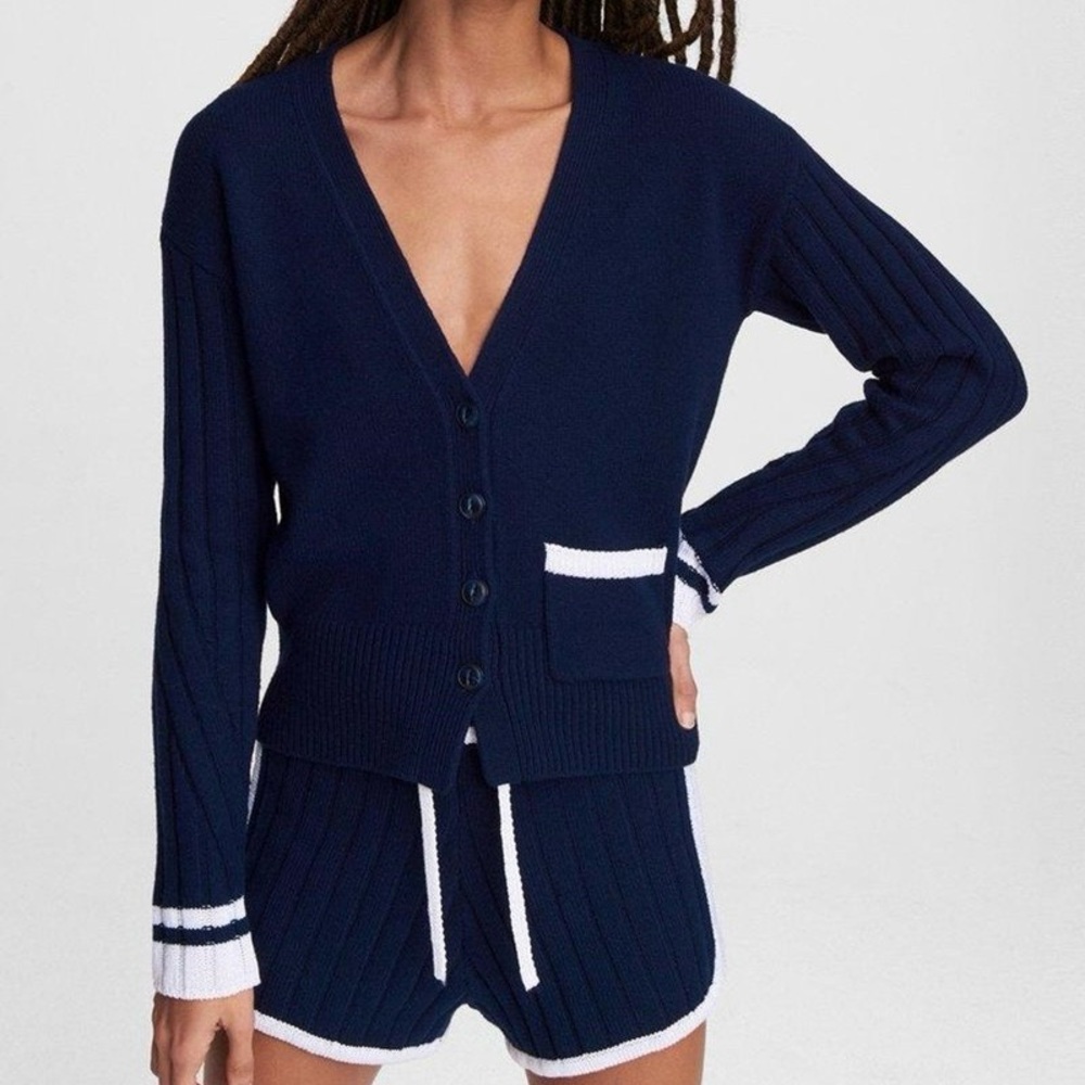 Rag & Bone Serena Cardigan Sweater Navy XS Wool
